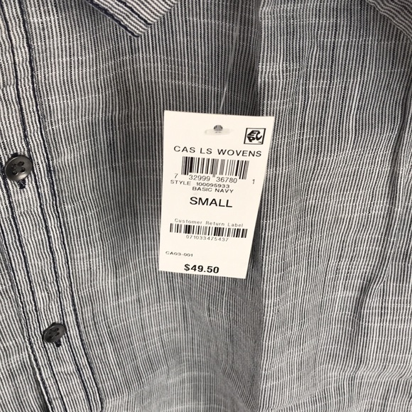 INC Men's Long-Sleeve 2-Pocket Topstitch Button-Down Shirt, Navy Blue, Small S - Picture 8 of 13